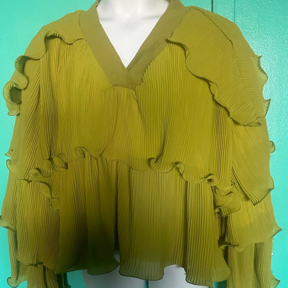 3x green pleated top plus size top